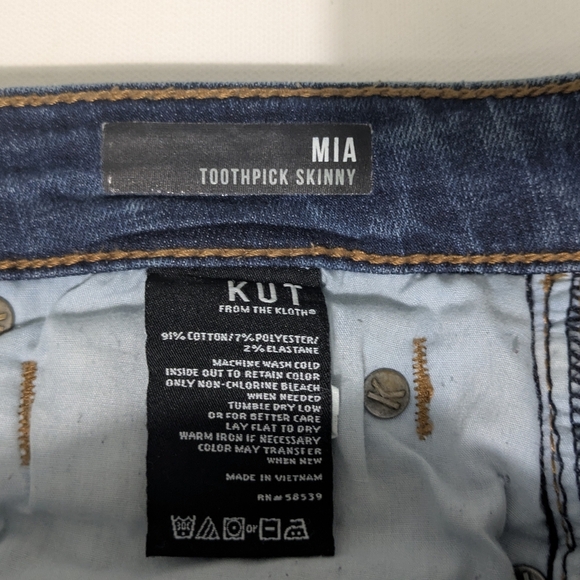 Kut from the Kloth Women's Mia Toothpick Skinny Jeans Size 6 Blue Distressed Euc - Picture 9 of 12